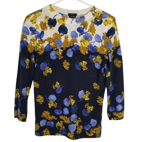 Talbots Pure Cashmere Audrey Floral Print Sweater Size XS Soft Cozy - Picture 1 of 9